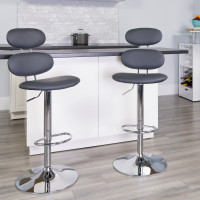 Flash Furniture CH-112280-GY-GG Contemporary Gray Vinyl Adjustable Height Barstool